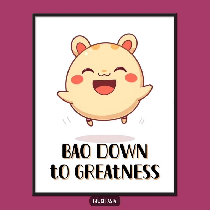 Funny Free Printable Wall Art: Bouncing Bao Bun, Downloadable Joyful Decor!