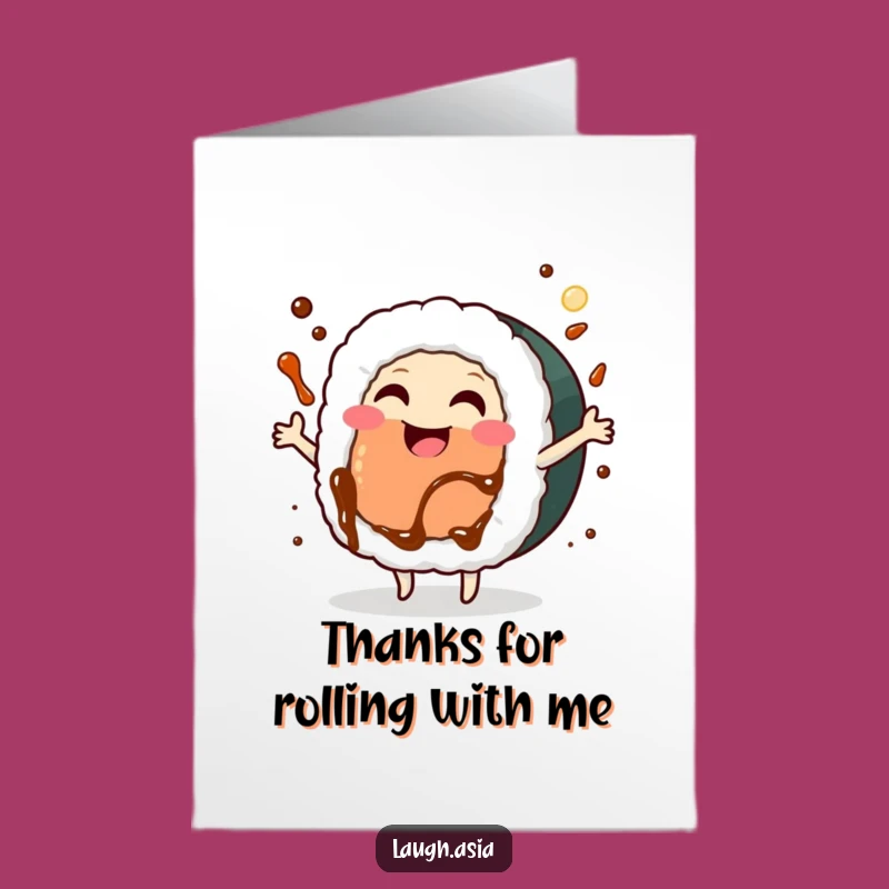 Free Printable Thank You Card: Dancing Sushi, Perfect Downloadable Gratitude!